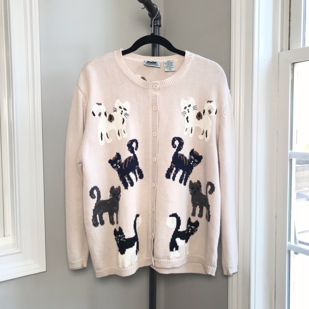 Vintage Northern Reflections Cat Lovers Granny Sweater Cardigan - Women’s XL